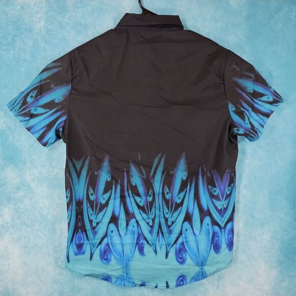 NWT Romwe Men's Short Sleeve Button Up Shirt, Polyester, Size Large - Picture 2 of 4